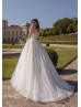 Beaded Ivory Floral Lace Tulle Modern Wedding Dress
